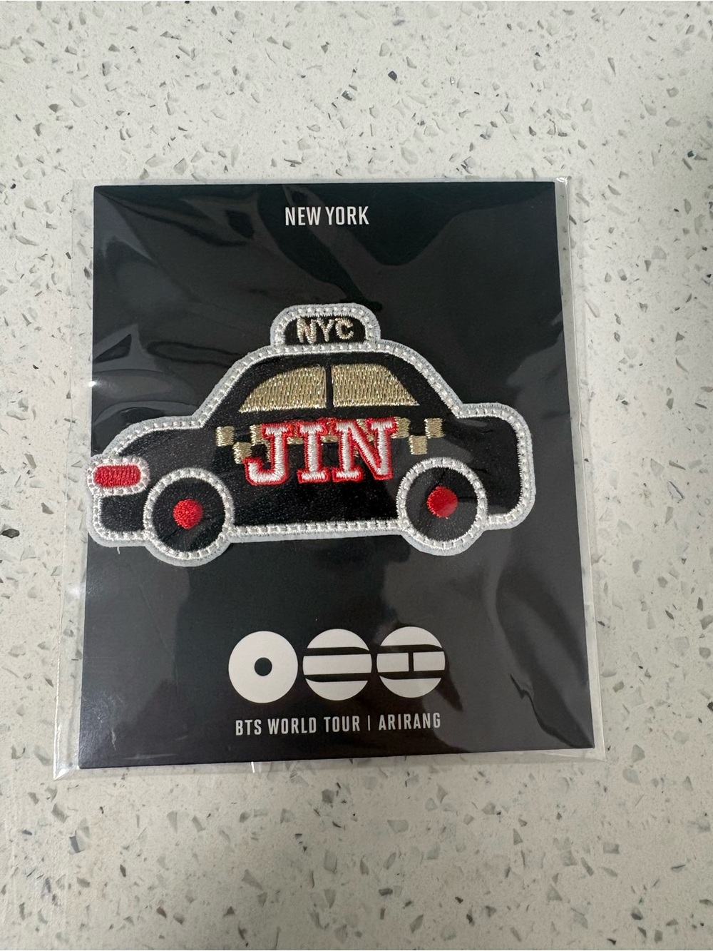 2026 BTS Arirang NYC Pop Up JIN embroidered Pin Patch Clip  NEW YORK TAXI NY